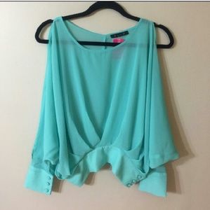 BLVD Sheer Batwing Top